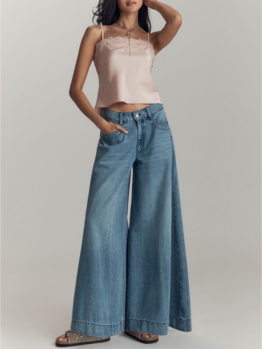 Pilcro Wide-Leg Light Blue Denim Jeans - Picture 7 of 7